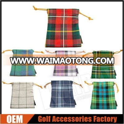 Custom Modern Tartan Golf Ball Bags Golf Pouches