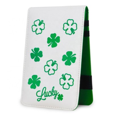 Custom lucky four leaf leather golf scorecard yardage book cover holder