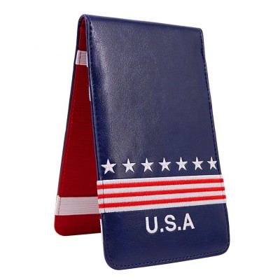 Hot Sale USA Flag Blue leather golf scorecard yardage book cover holder