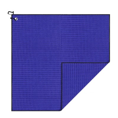 Cutstom 16*16 inch Quick Dry Royal Blue Waffle Microfiber Mini Golf Towel With Carabiner Hook