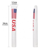 White Golf Alignment Stick Cover With USA Flag Embroidery Logo