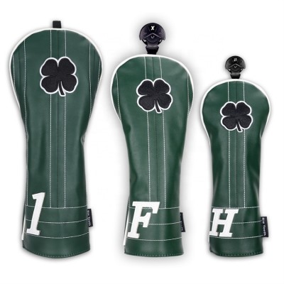 3D Embroidery Lucky Four Clover 3PCS Wood Head Cover Set Headcover for Driver/Fairway/UT Club